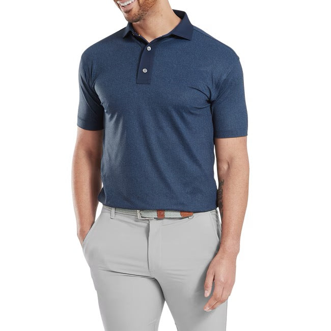 Etched Texture Print Lisle Polo