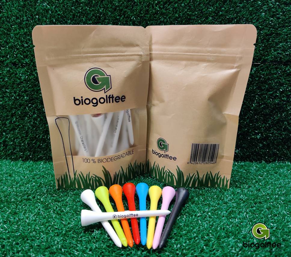 BioGolfTee 70mm Logolla | 2-puoleinen musta Varsipainatus