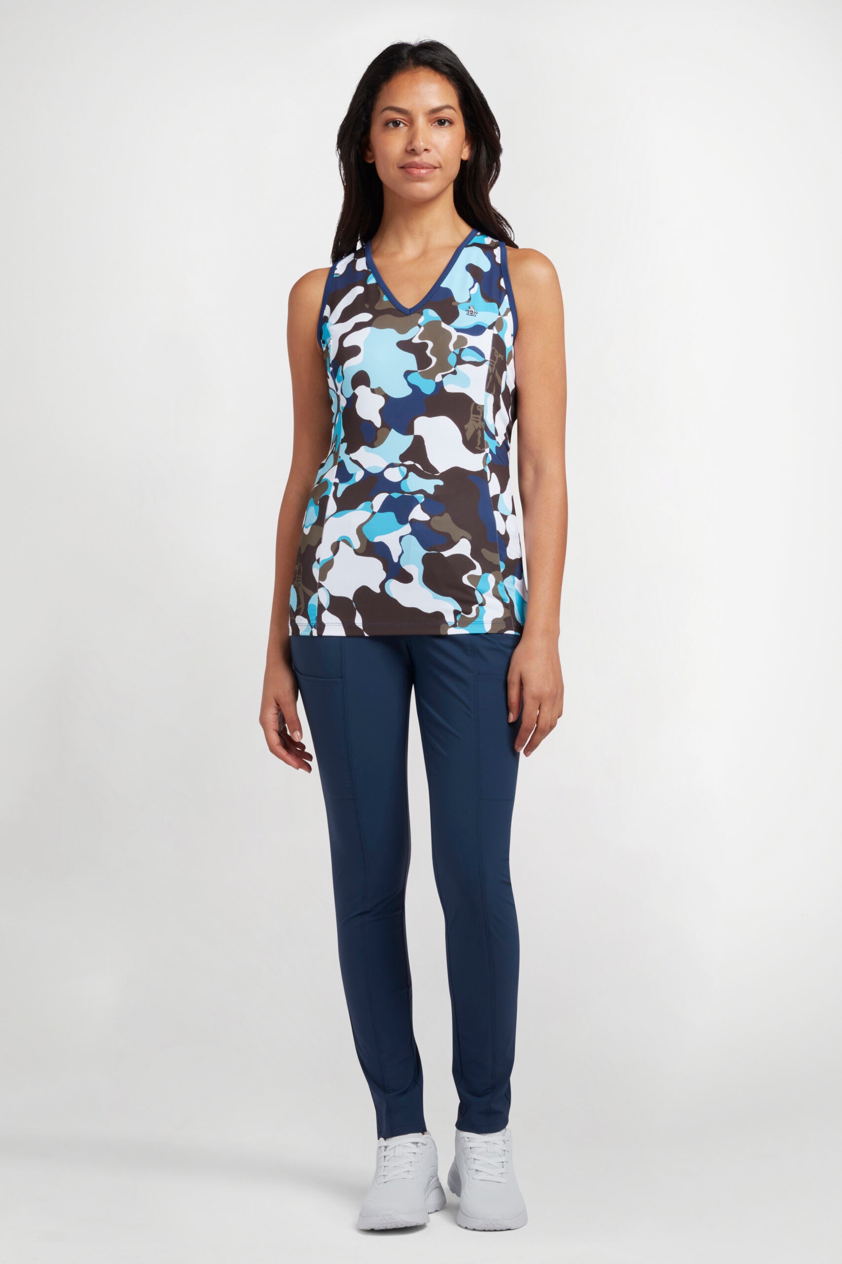 Short Sleeve Abstract Printed V-Neck Top