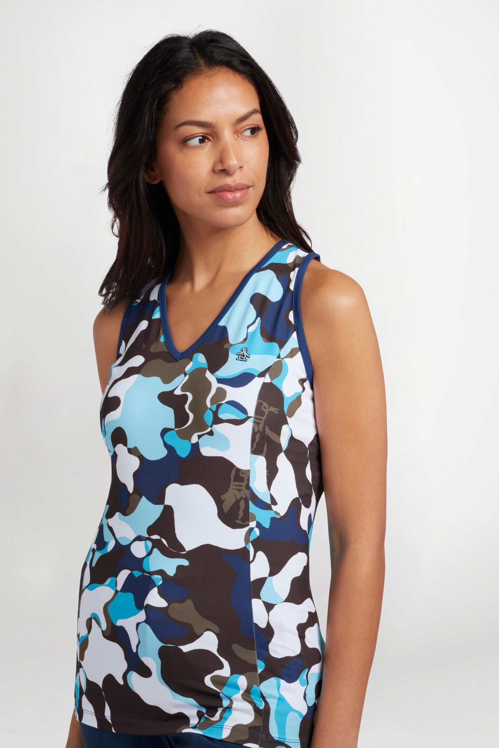 Short Sleeve Abstract Printed V-Neck Top