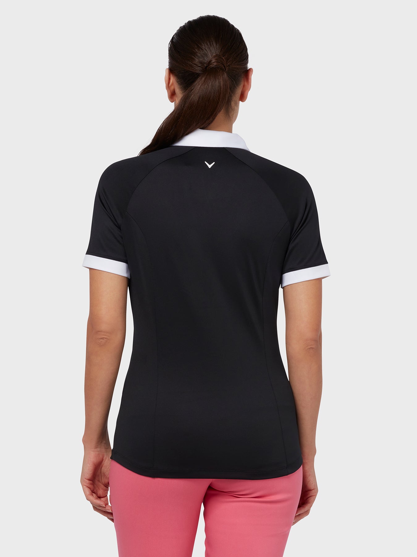 Short Sleeve V-Placket Colourblock Polo Musta