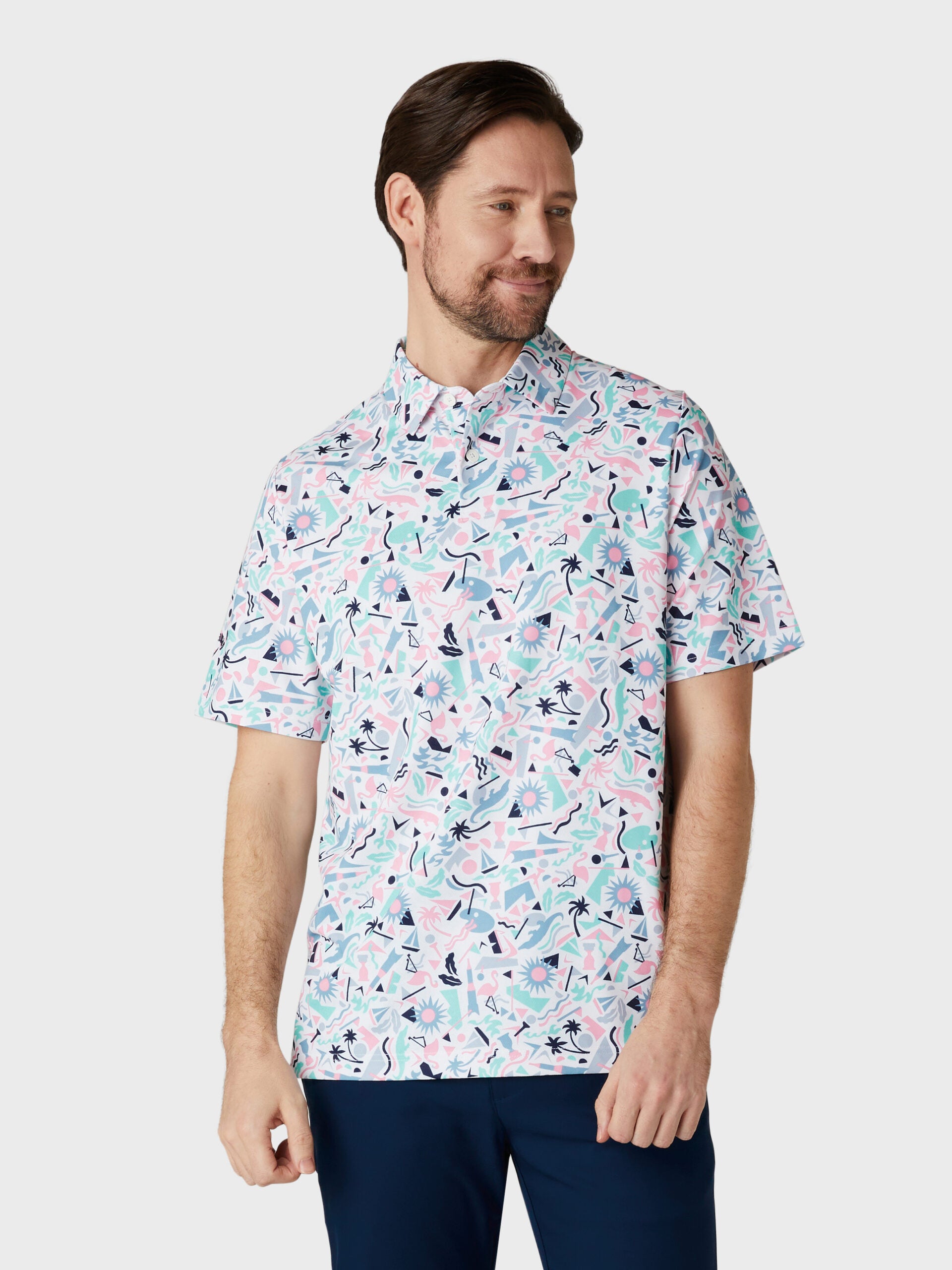 Abstract Florida Novelty Print Golf Polo