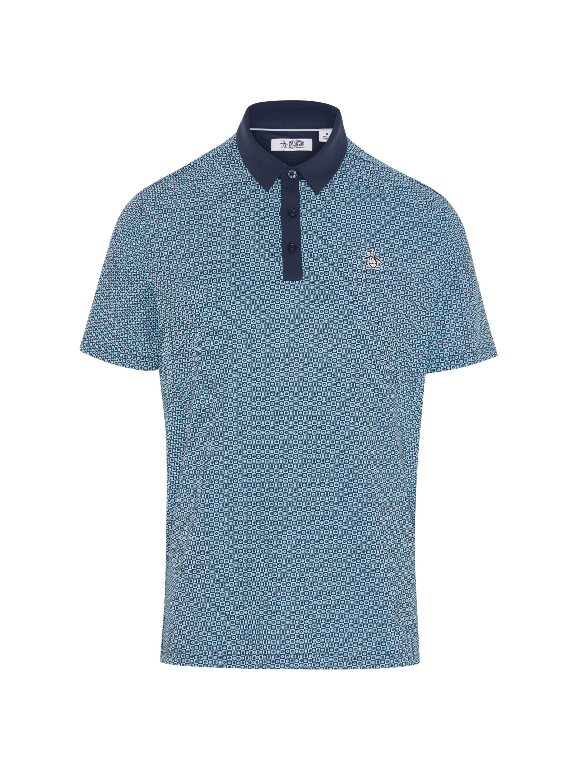 Retro Micro Floral Print Golf Polo