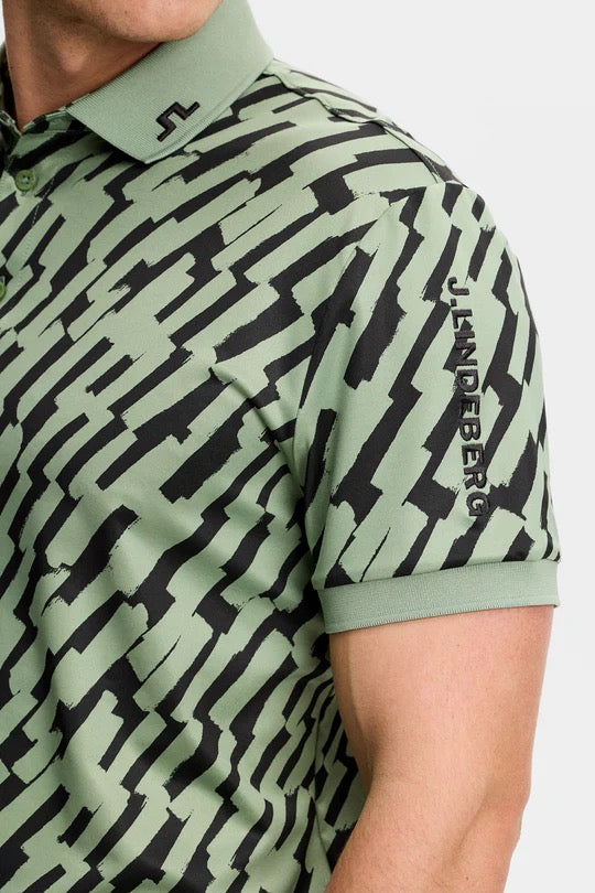 Tour Tech Print Polo Oak Green M