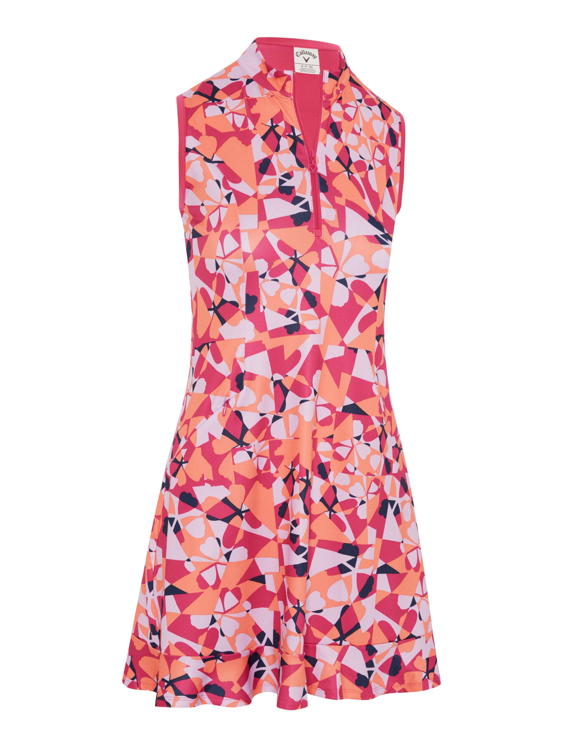 Geometric Floral Print Flounce Golf Dress