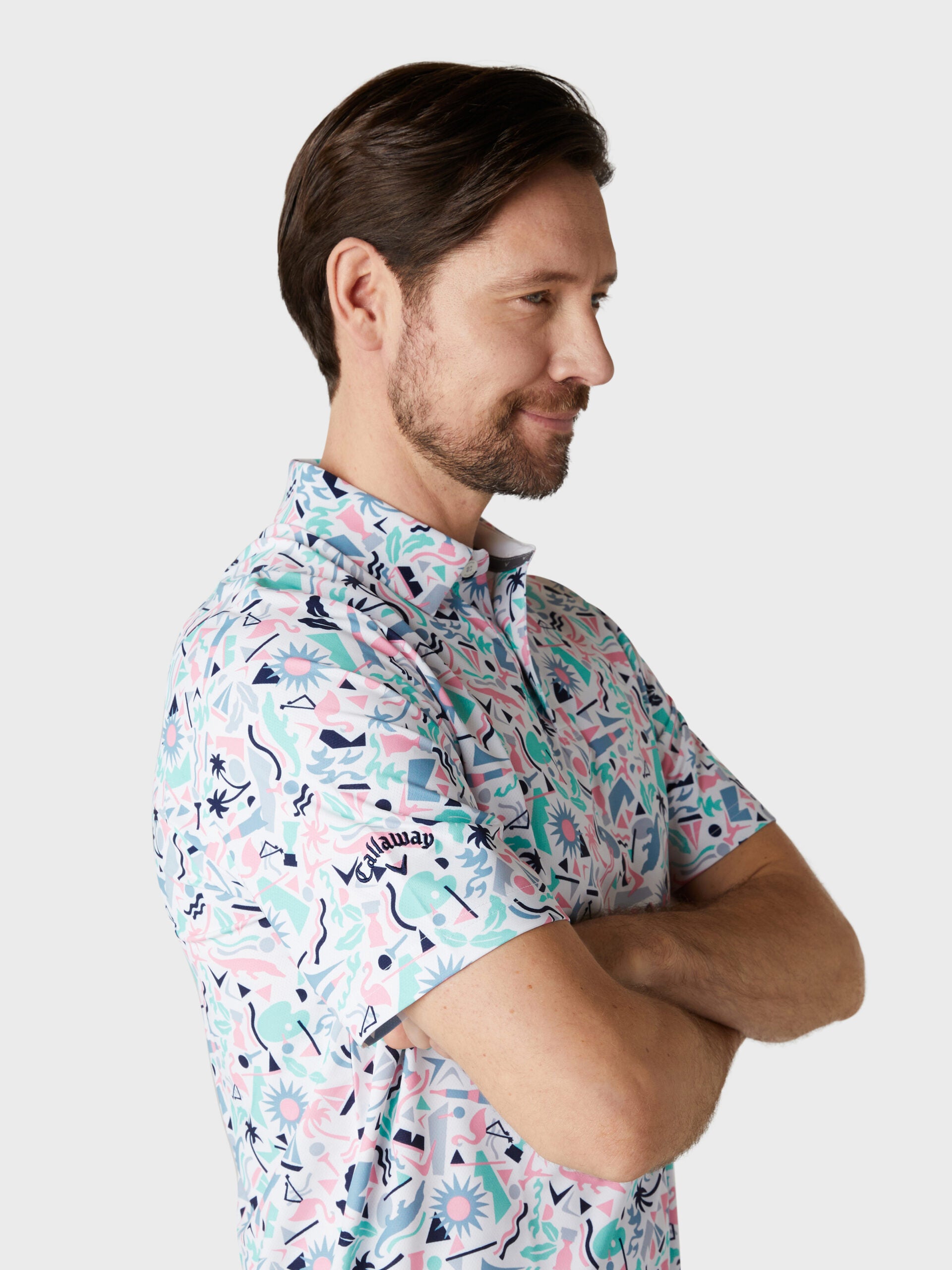 Abstract Florida Novelty Print Golf Polo