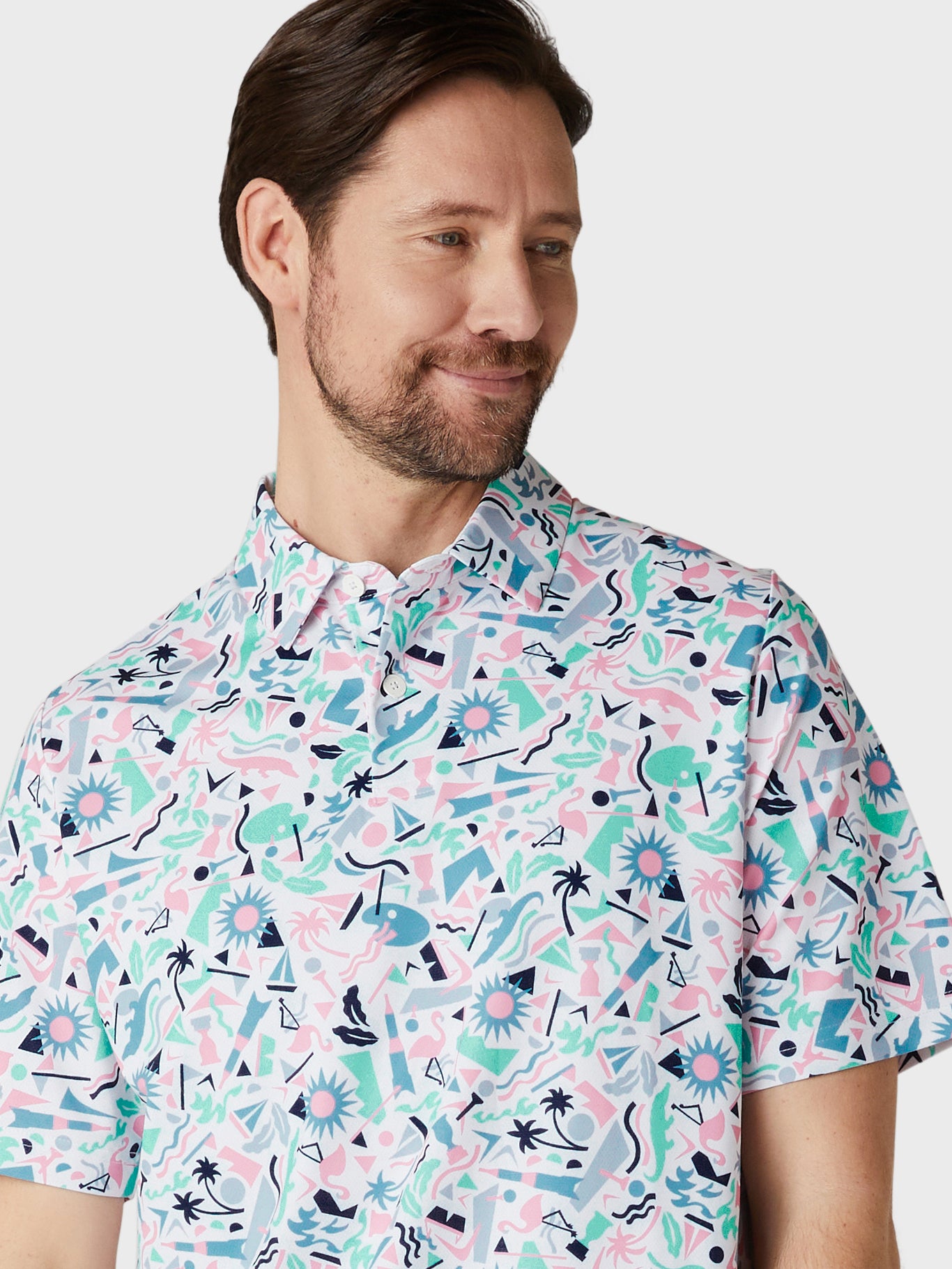 Abstract Florida Novelty Print Golf Polo